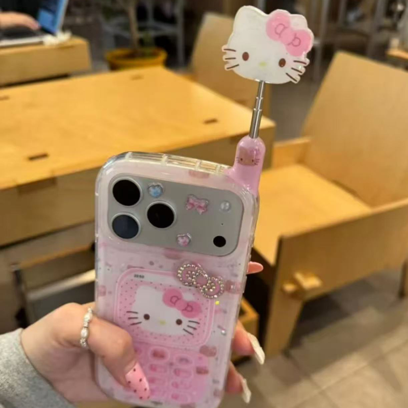 ハローキティピンクレトロデザインかわいい携帯ケースiphone17promax