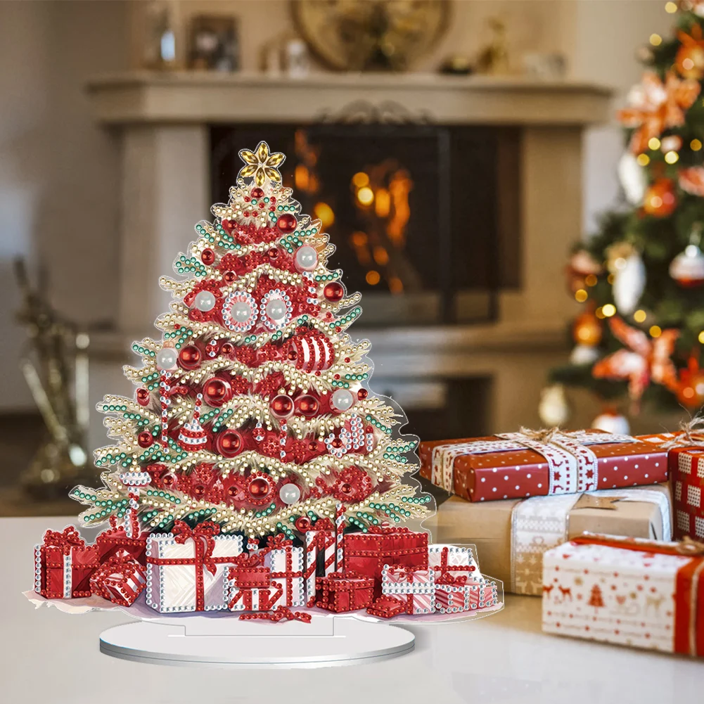 DIY Christmas Tree Single Side Special Shape+Round Diamond Painting Desktop Decor Xmas Ornament