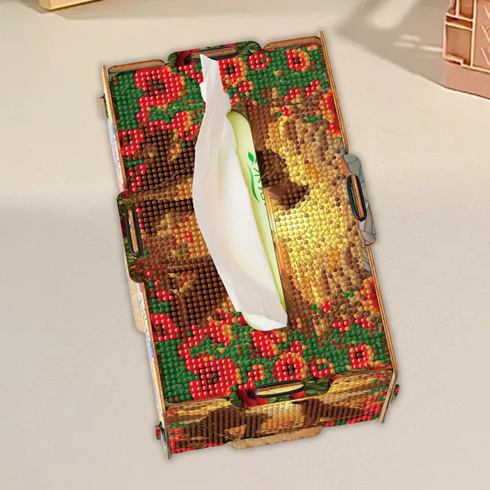 Soldier and Dog Diamond Painting Tissue Box Wood Diamond Art Tissue Storage Box
