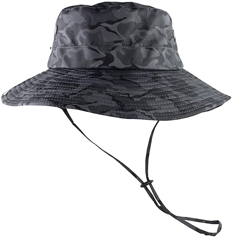 Breathable Wide Brim Boonie Hat Outdoor UPF 50+ Sun Protection Mesh Safari Cap for Travel Fishing