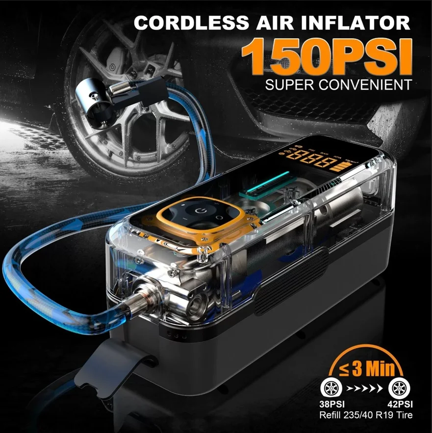 Cordless Air Compressor 12V Wireless 5000mAh Car Tire Pump