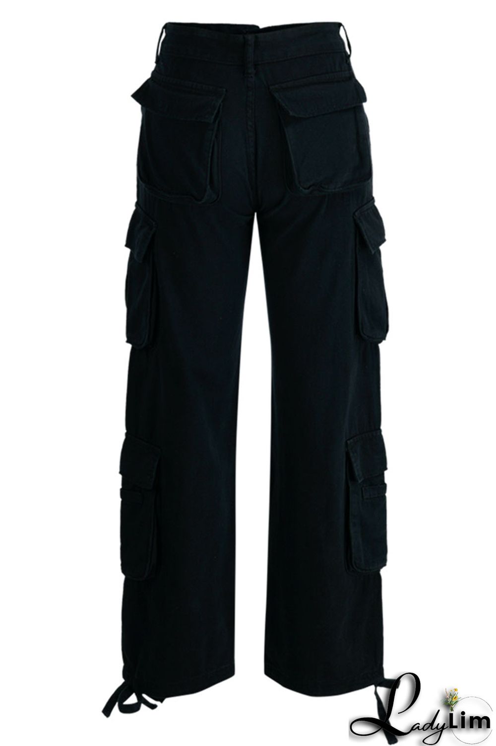 Green Street Solid Patchwork Pocket High Waist Straight Solid Color Bottoms