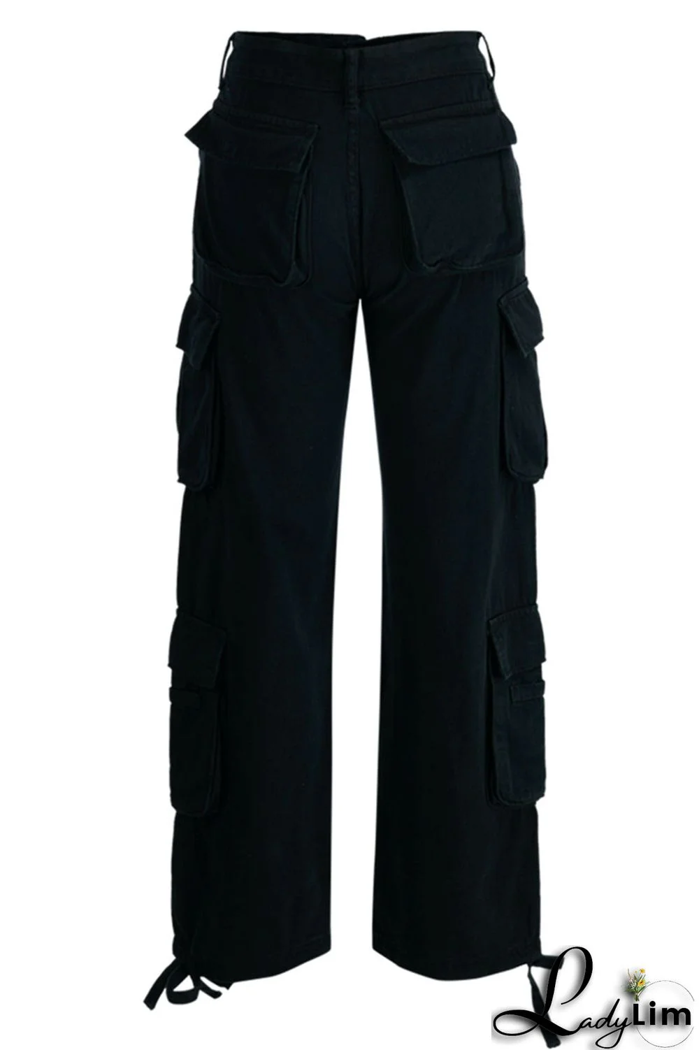 Green Street Solid Patchwork Pocket High Waist Straight Solid Color Bottoms