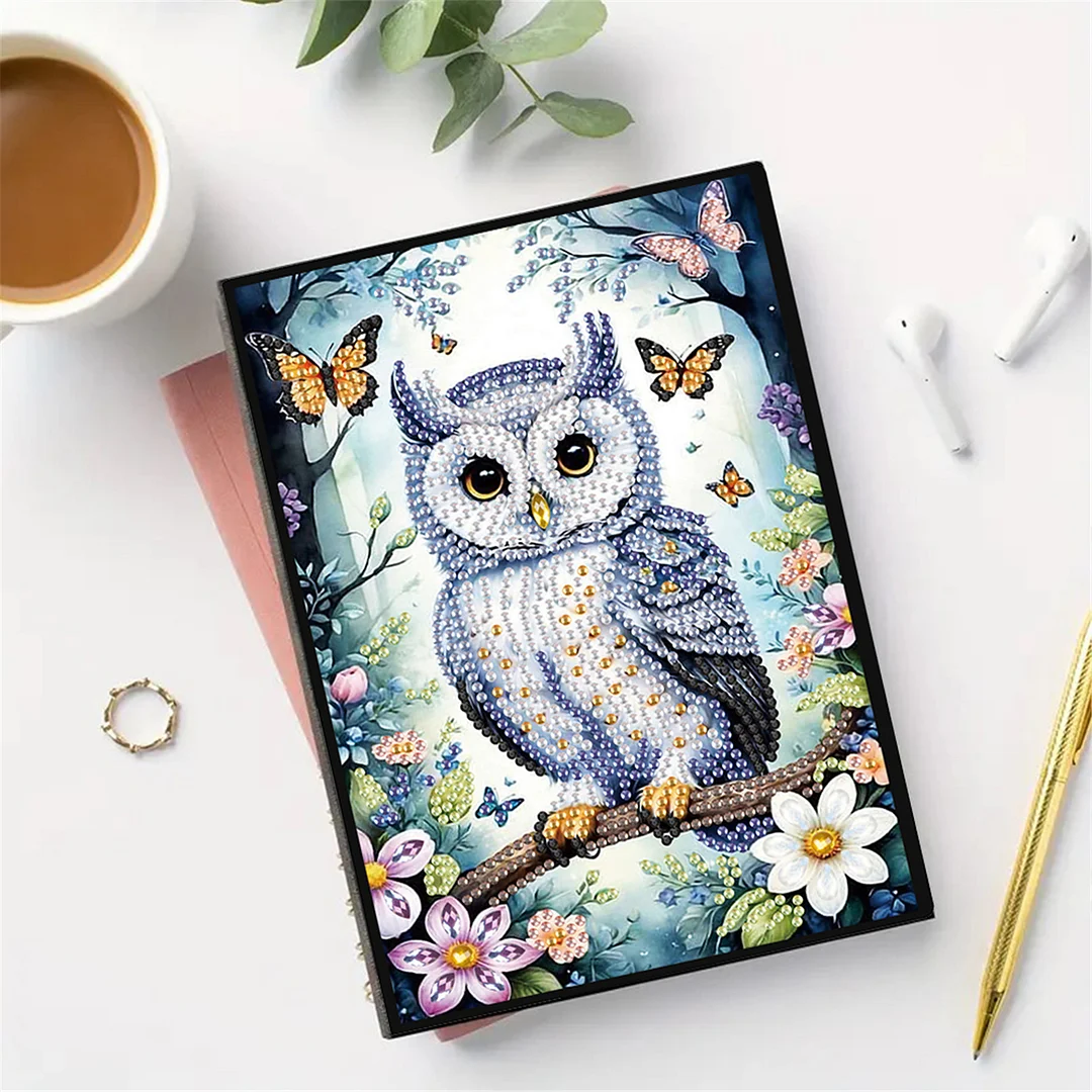2pcs Owl Partial DIY 50 Pages A5 Diamond Painting Notebook for Study Drawing