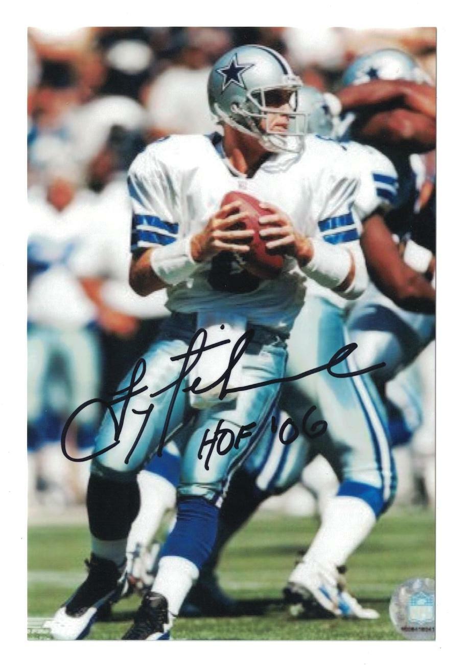 Troy Aikman Signed Autographed 4x6 Photo Poster painting Dallas Cowboys HOF 2006 A