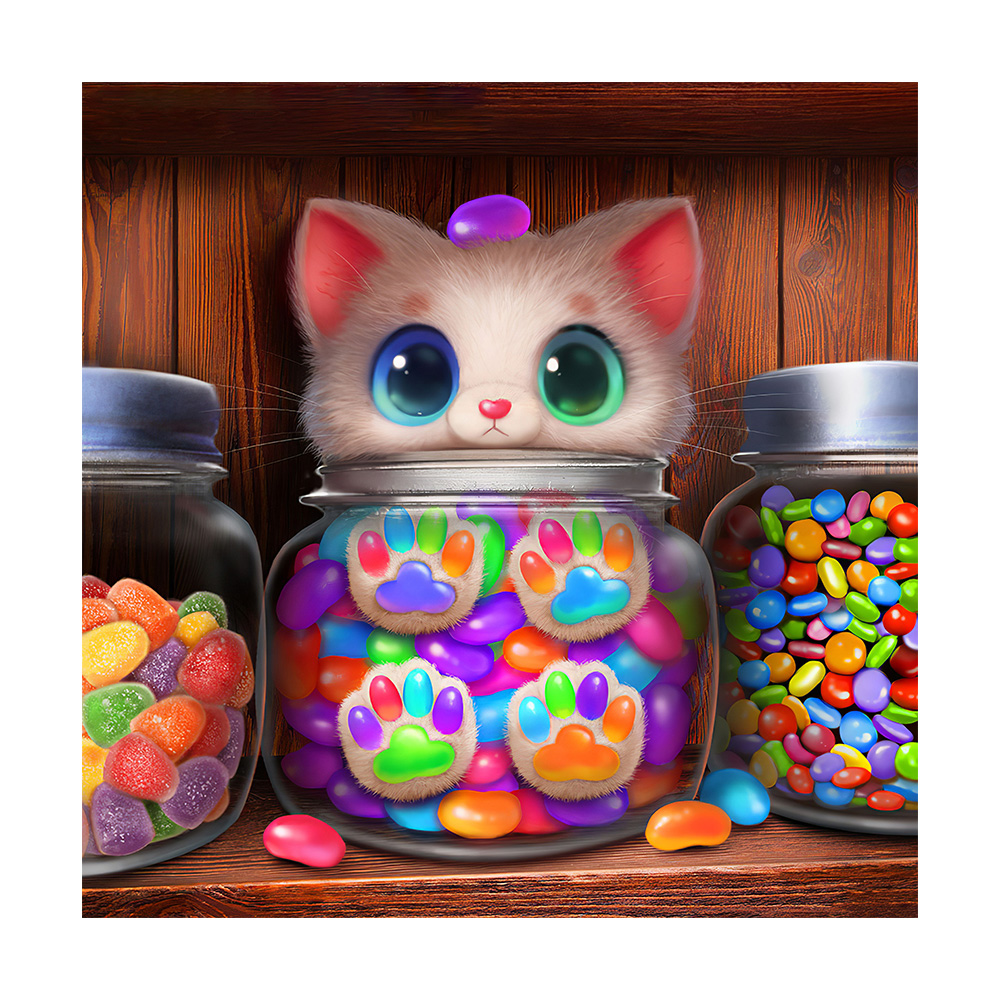 

Candy Cat - Round Drill Diamond Painting - 30*30CM, 501 Original