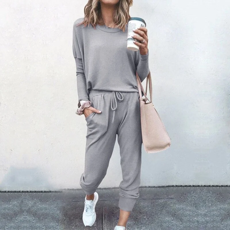 Autumn Winter 2020 New Women's Print Leisure Two Piece Suit Home Loose Sports Fashion Leisure Suit Fashion Top And Pants S-3XL