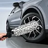 2pcs Wheel Barrel Brush Microfiber Wheel Cleaner Brush Removable Cover Auto Tire Cleaning Scrubber Auto Accessories for Car Maintenance Vehicle Wash Tool (black)
