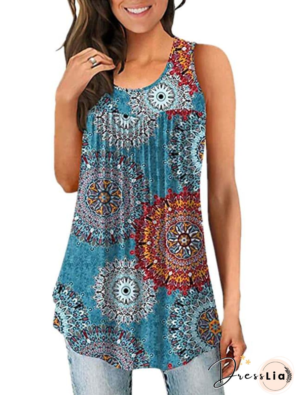 Women's Tank Top Graphic Print U Neck Tops Basic Basic Top White Blue Wine