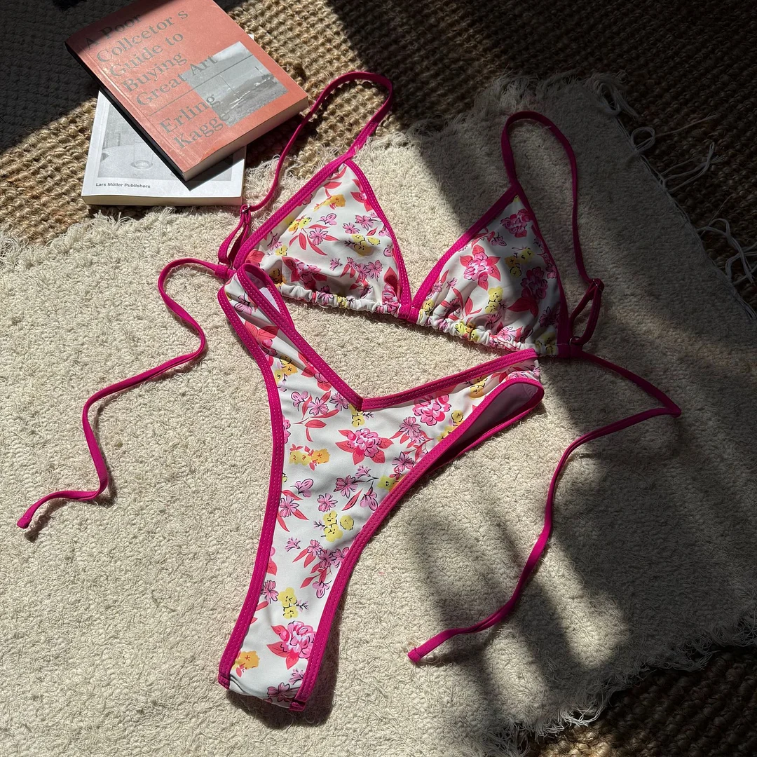 Uveng 2025 New Women's Split Leopard Print Sexy Swimsuit Women's Triangle Strap Swimsuit Bikini