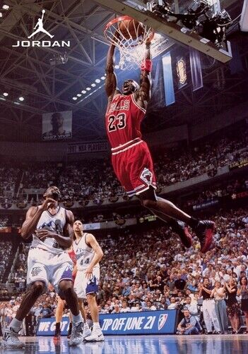 MICHAEL JORDAN POSTER - BASKETBALL DUNK - Photo Poster painting QUALITY INSERT -  POST