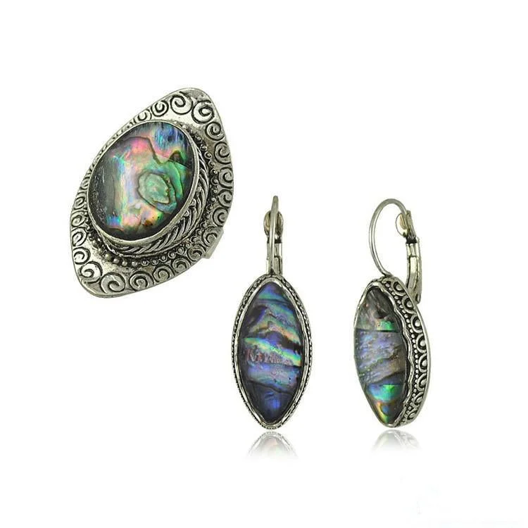 Fashion women retro shell earings&ring set