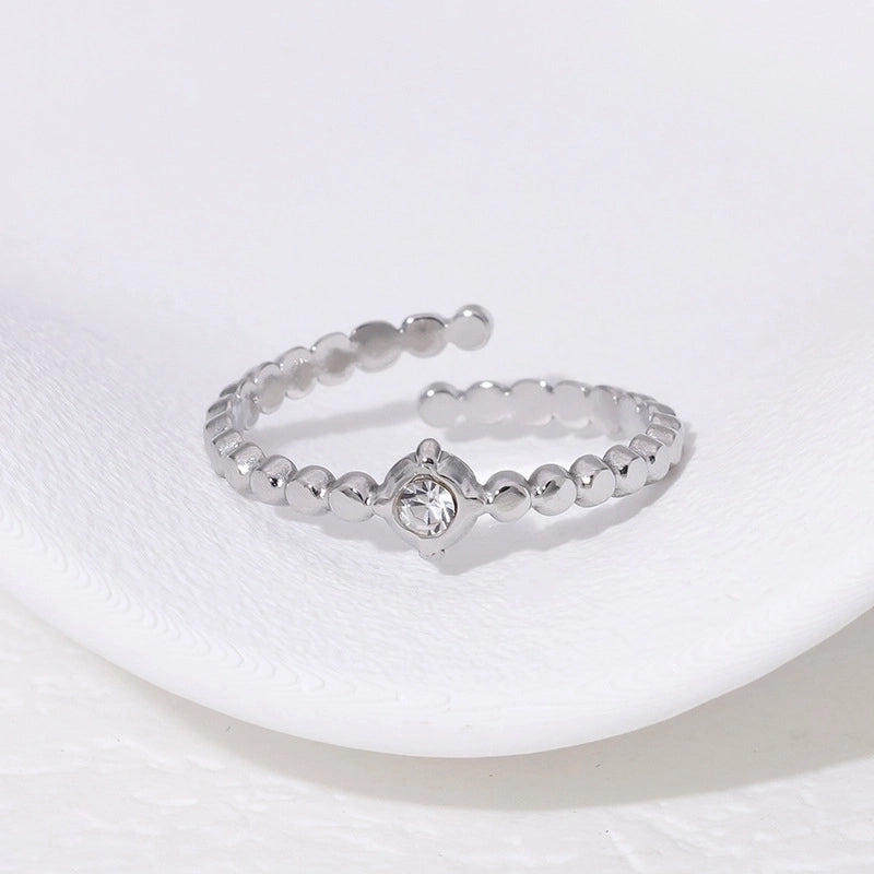 Casual Minimalist Geometric 304 Stainless Steel Hollow Out Inlay Open Rings