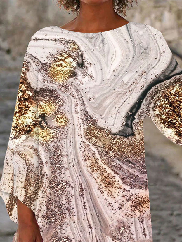 Women Half Sleeve V-neck Solid Color Dress