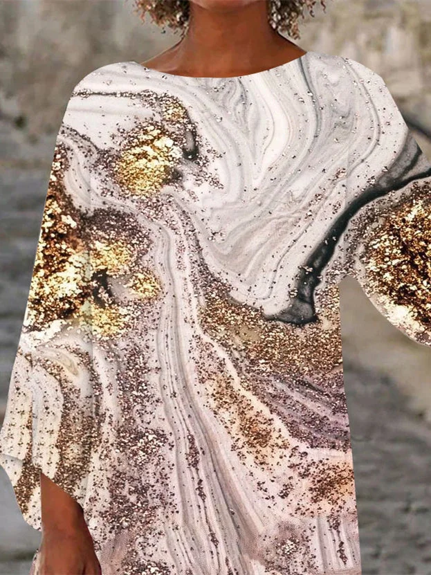 Women Half Sleeve V-neck Solid Color Dress