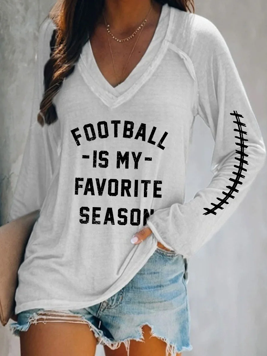 Football Is My Favorite Season V-neck Long Sleeve T-shirt