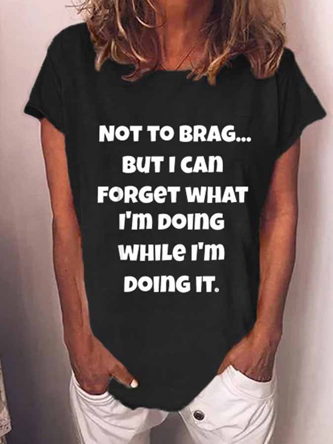 Women's Old Geezer Funny Sayings Print Crew Neck T-shirt