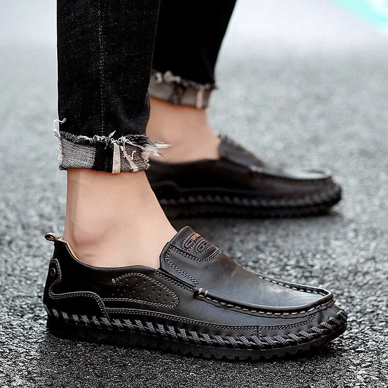 Christmas Gift Men Shoes genuine Leather slip on Loafers Luxury Men's spring Shoes Driving Comfort Casual Men Shoes Moccasins big size 48