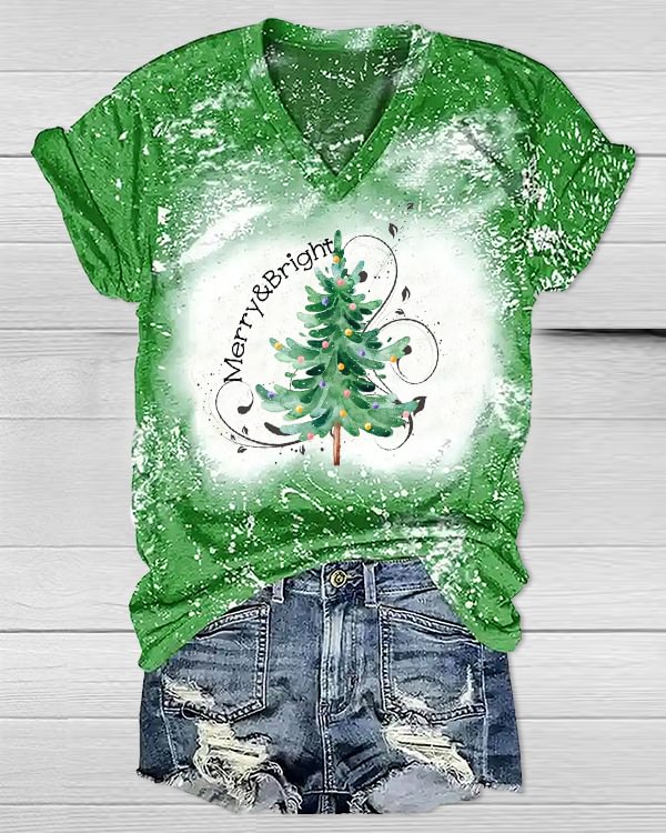 Christmas Merry+Bright V-neck Shirt