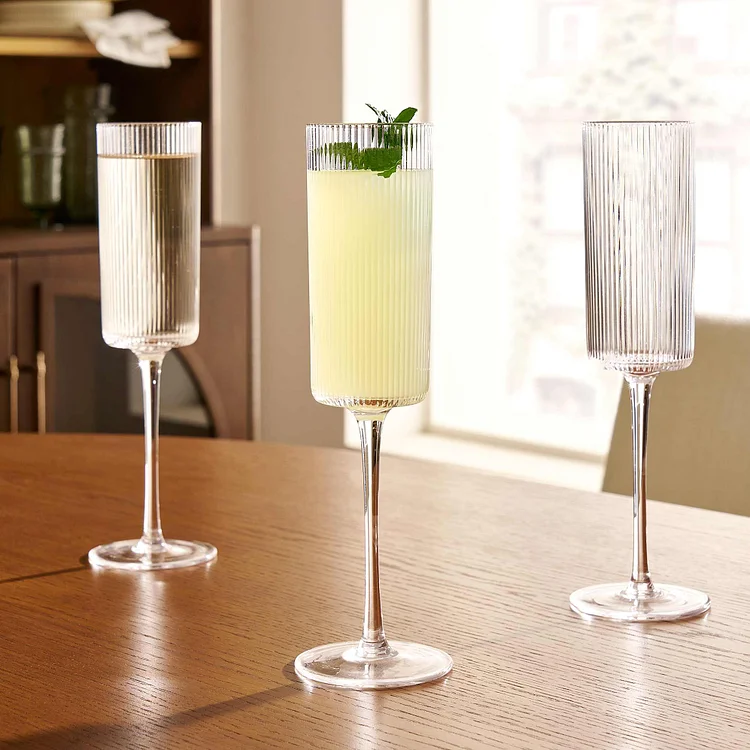 Flute Champagne Glasses, Set of 4