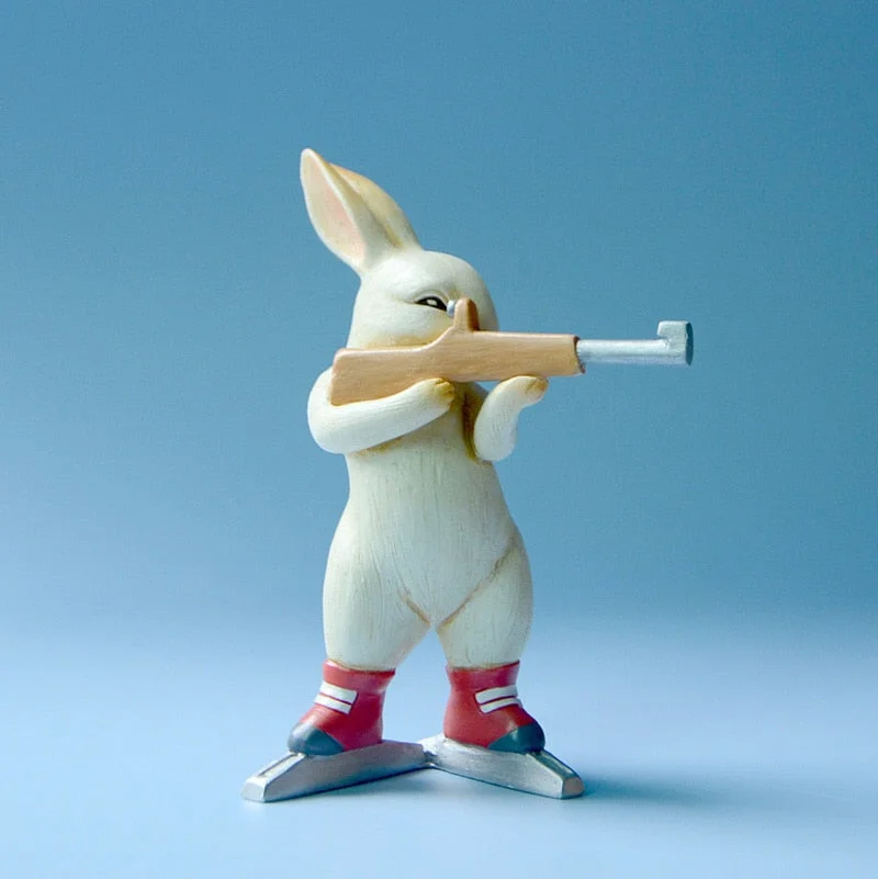 Creative Lovely Rabbit Ornaments Winter Games Competition Sports Figurine Skiing Skating Home Decoration Birthday Gifts