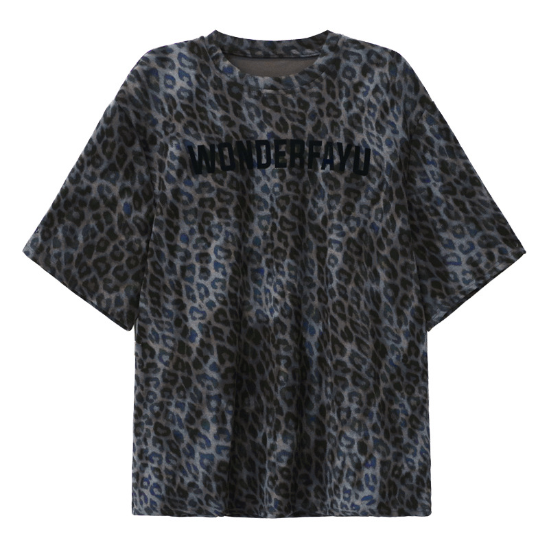 Niche Design Leopard Print Short Sleeve Top
