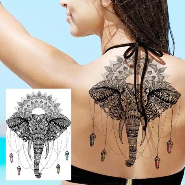 REJASKI Black Henna Lace Temporary Tattoos Sticker For WOmen Butterfly Moth Mehndi Flower Fake Tatoo Sticker Feather Flora Tatoo