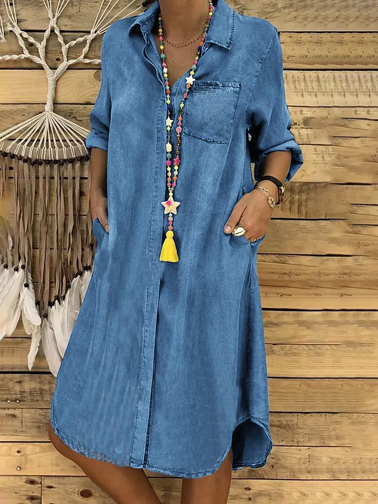 Ladies' Lapel Loose Casual Dress
