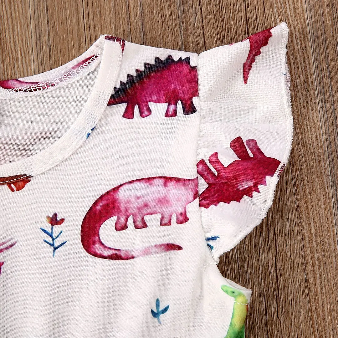2020 Baby Summer Clothing Toddler Kids Baby Girls Dresses Colorful Dinosaur Dress Party Princess Floral Clothes