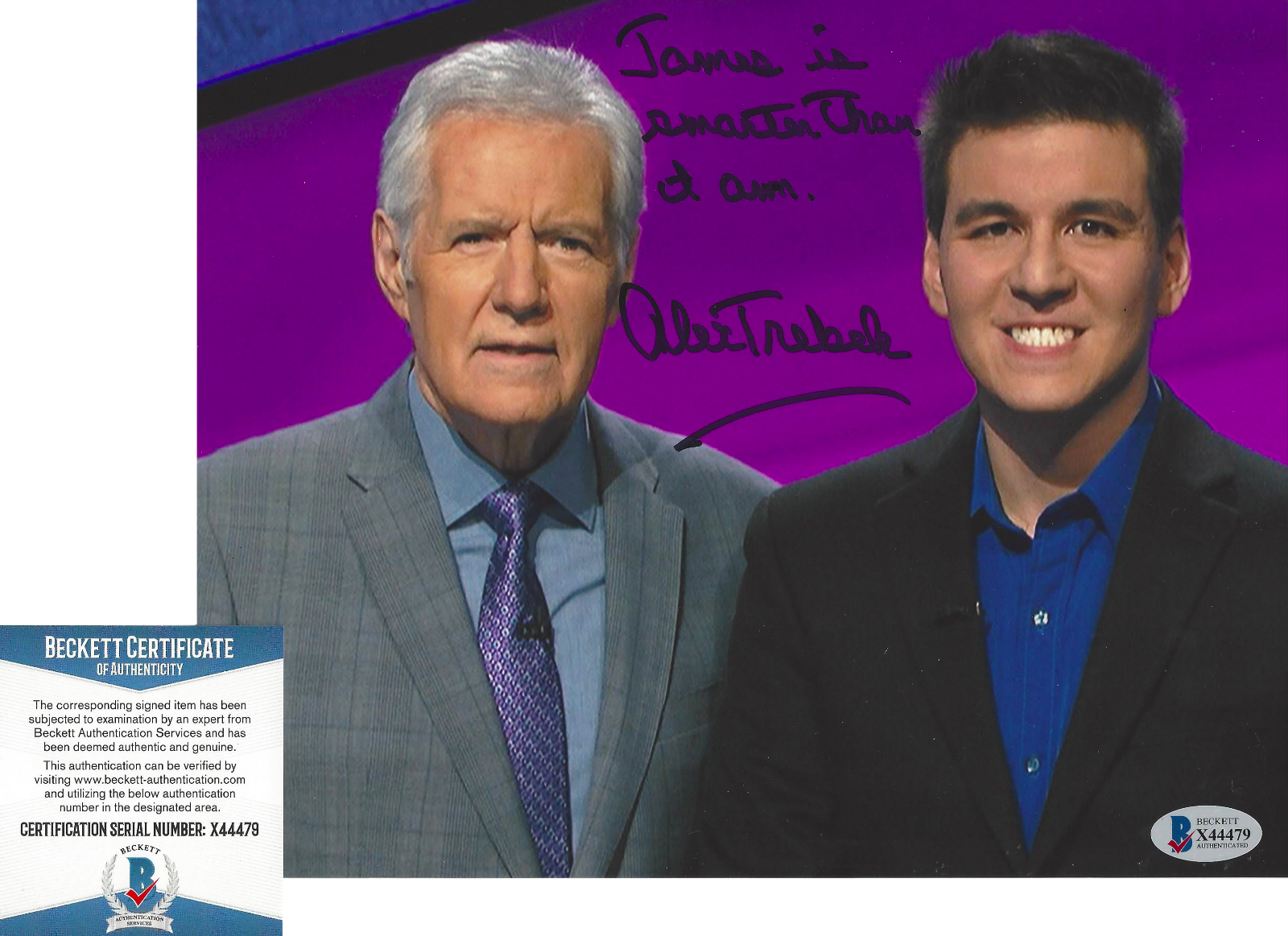 TV HOST ALEX TREBEK SIGNED AUTHENTIC 'JEOPARDY!' 8x10 Photo Poster painting G BECKETT BAS COA