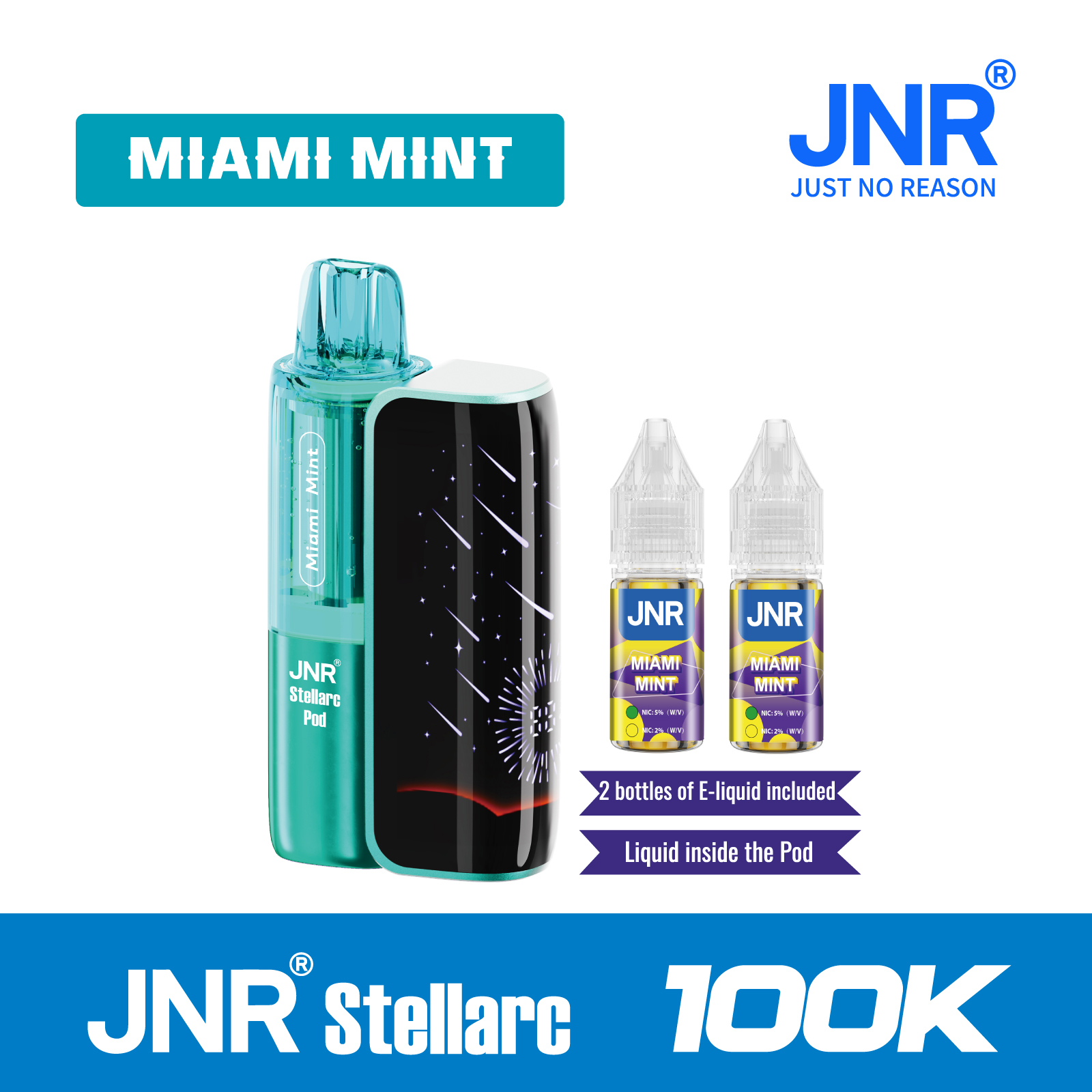 Miami Mint | JNR Stellarc 100K Puffs Kit - Refillable & Replaceable Pod Vape Best Vape