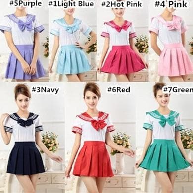 7 Colors Cosplay Costume Sailor Collar School Uniform Set SP179818