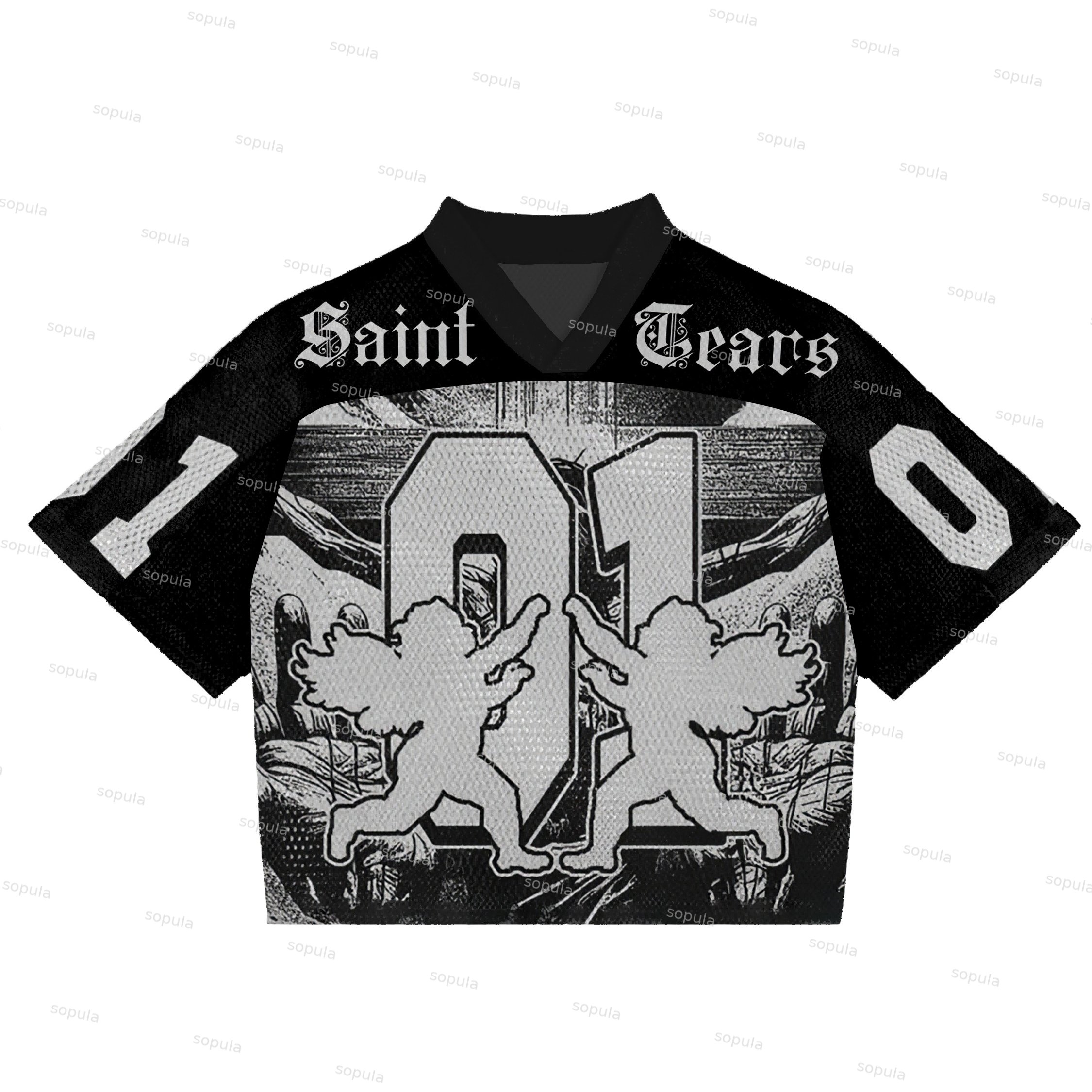 Vintage Saint Angel Blokecore Blokette Jerseyfit V-neck T-shirt - SOPULA