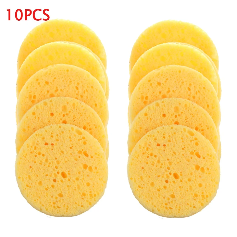 5/10pcs 6/7/8/9cm Face Round Makeup Remover Tool Natural Wood Pulp Sponge Cellulose Compress Cosmetic Puff Facial Washing Sponge