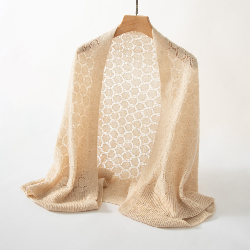 100% Cashmere Scarf Shawl Leightweight Hollow Petals REAL SILK LIFE
