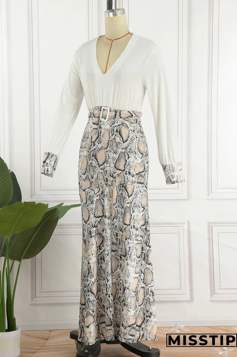 Brown Casual Print Patchwork Slit V Neck Long Sleeve Dresses