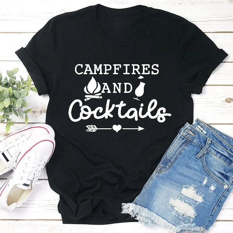 AL™  Campfires and cocktaies Hiking Hiking Tee-04642-Annaletters