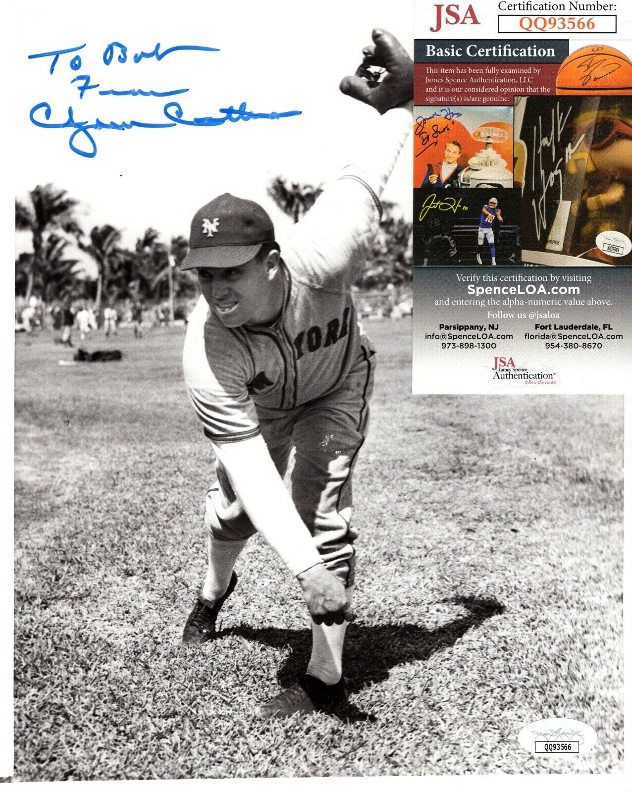 Clyde Castleman Baseball Player Hand Signed Autograph 8x10 Photo Poster painting