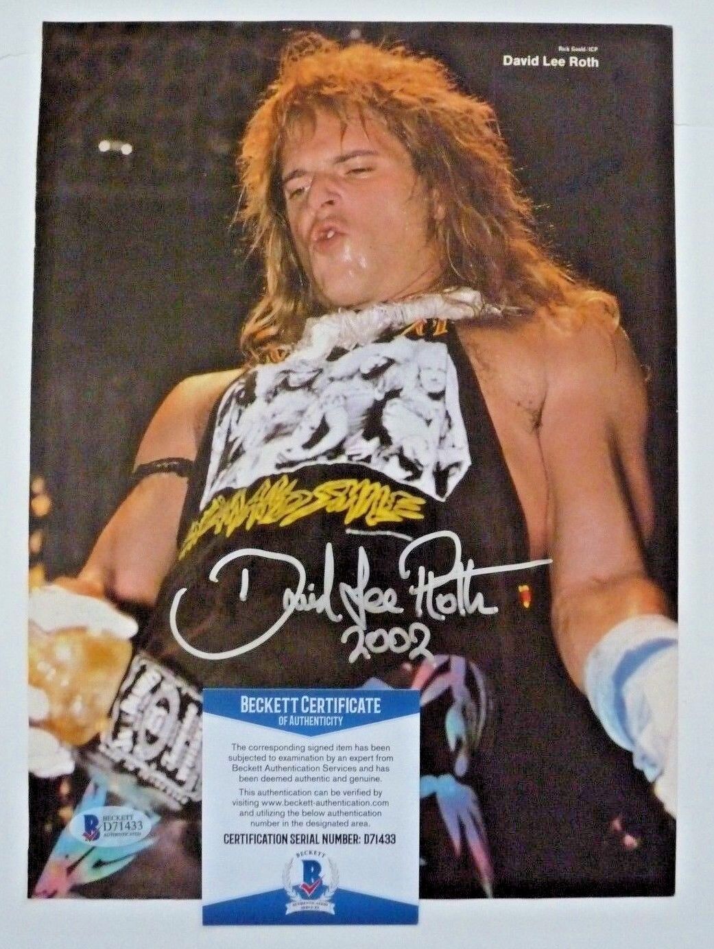 David Lee Roth VINTAGE Signed Autographed 8x11 Magazine Page Photo Poster painting BAS Certified