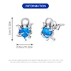 925 Sterling Silver Octopus Heart Zircon Stud Earrings 