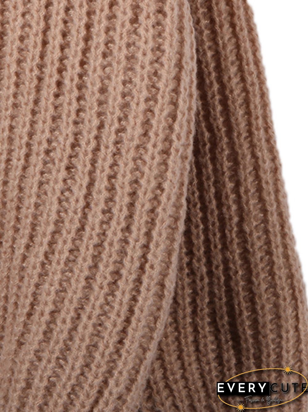 Solid Crew Neck Knit Sweater