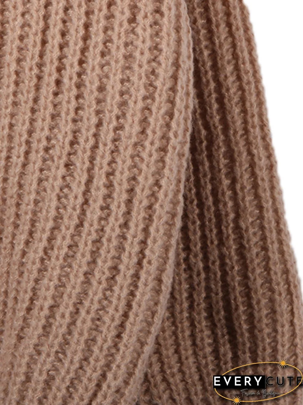 Solid Crew Neck Knit Sweater