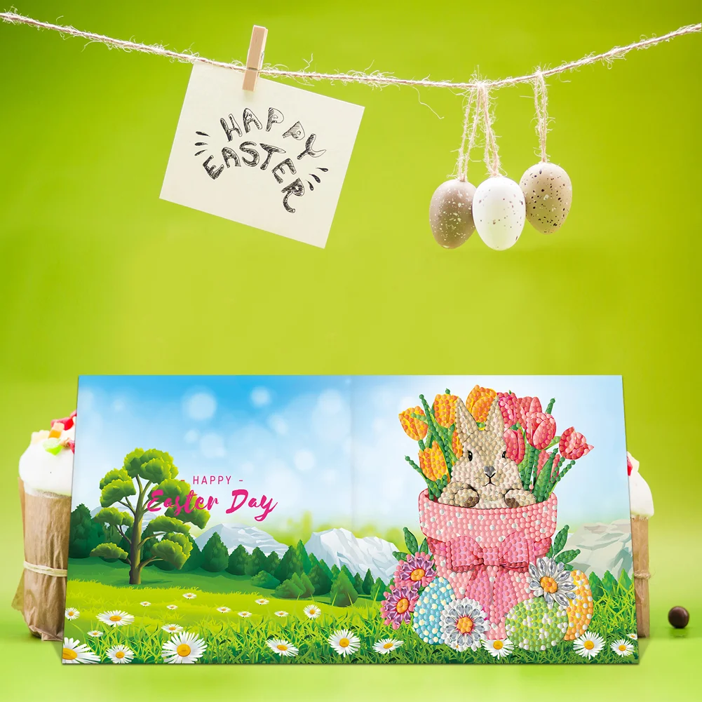 8pcs DIY Diamond Painting Greeting Cards Easter Mosaic Postcards