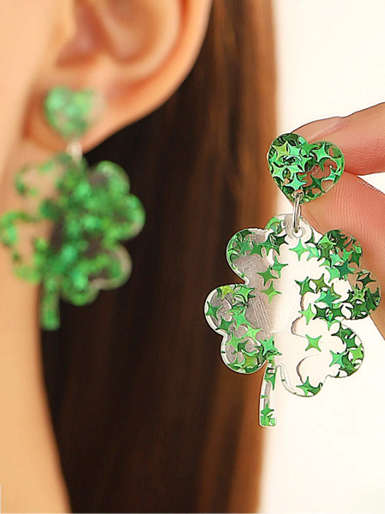 Comstylish St.patrick's Day Shamrock Lucky Earring