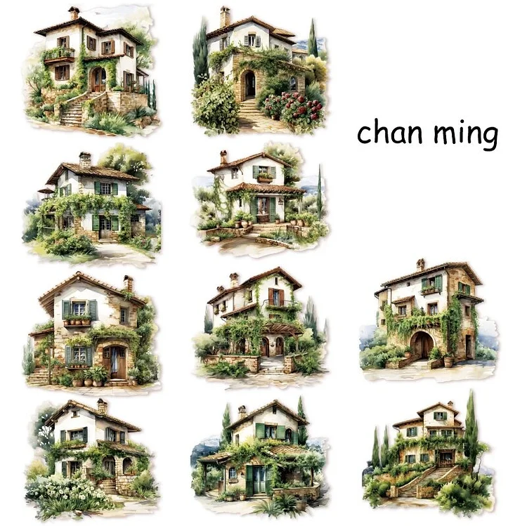 Journalsay 20 Sheets Four Seasons Cabin Series Vintage Building Landscaping Washi Sticker