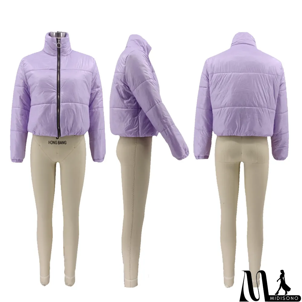 MidiSono - Winter Warm Solid Full Sleeve Zipper Down Jacket