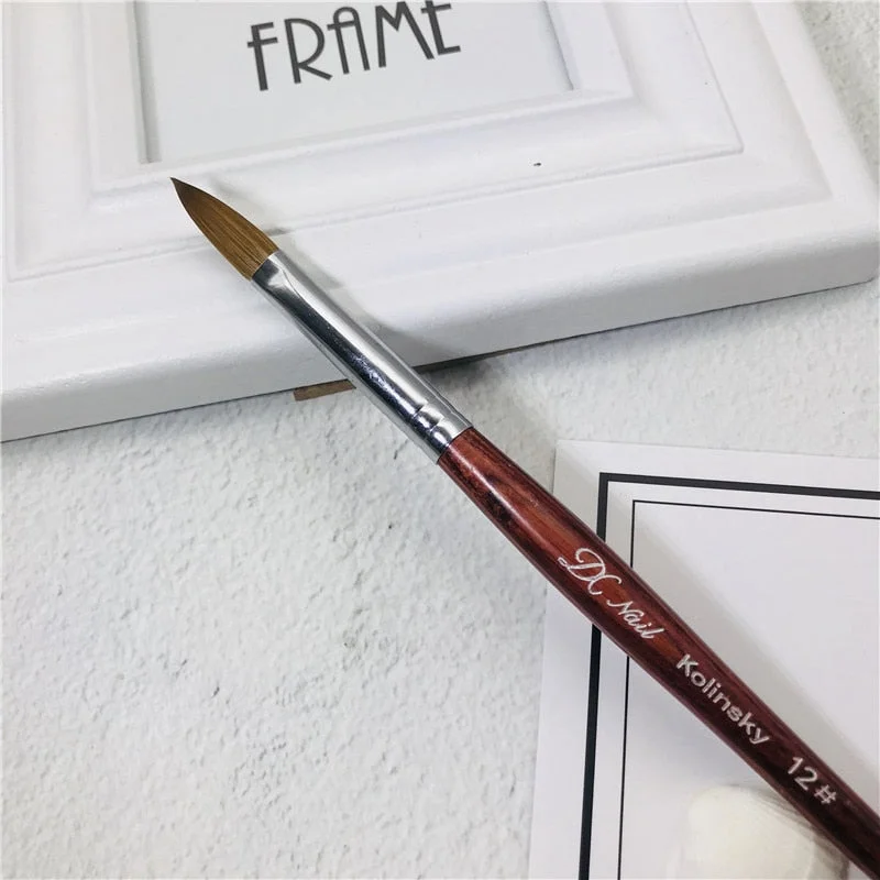 Kolinsky Sable Acrylic Nail Brush for Powder Manicure Flat Wood Handle Gel Builder Brushes Liquid Glitter Drawing Pen Nail Tools-Nail Inspo