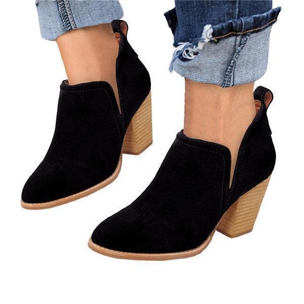  Suede Cut-out Ankel Boots