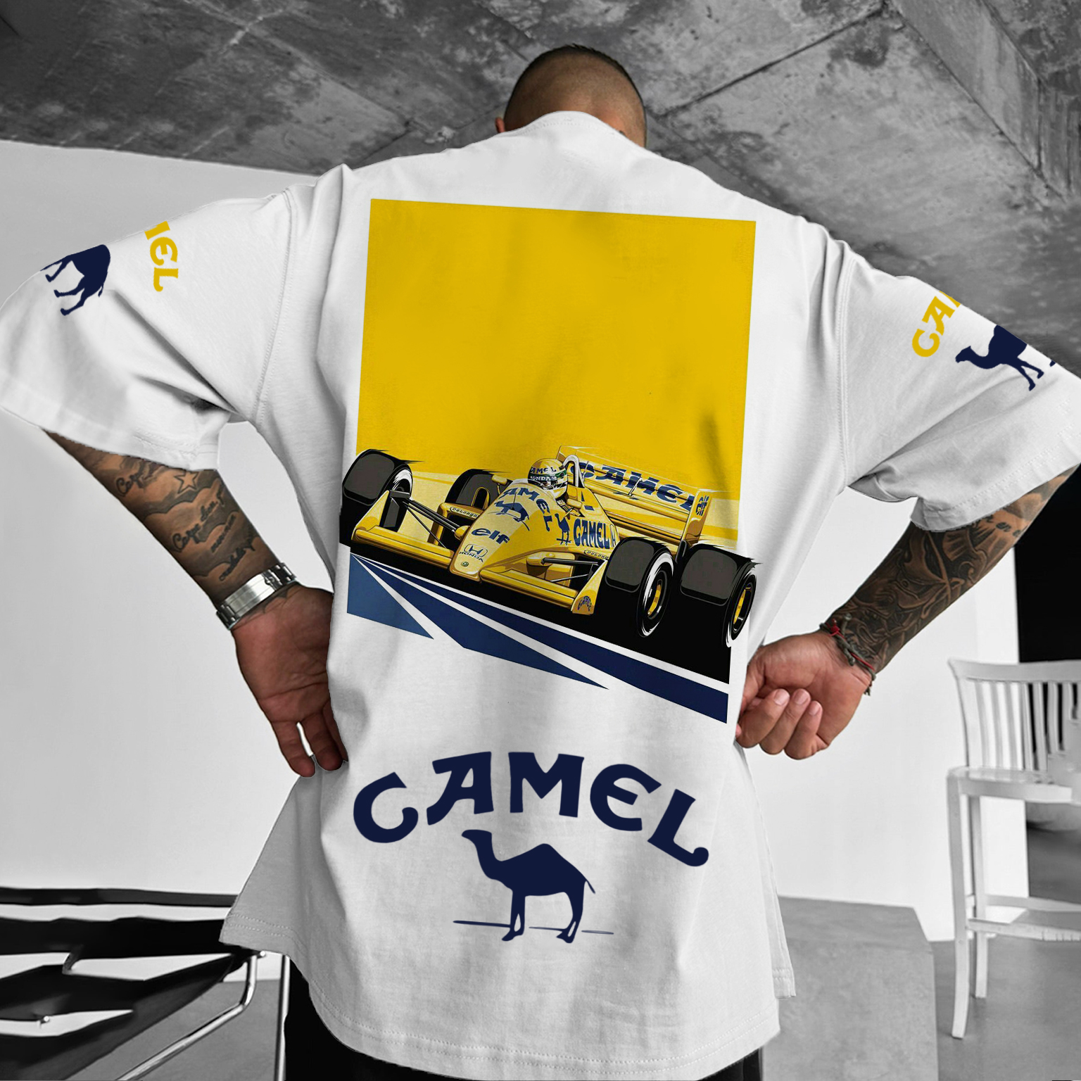 Unisex Vintage Racing Logo Print Casual Oversized T-shirt / TECHWEAR CLUB / Techwear