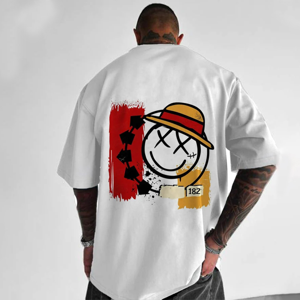 Oversized casual anime print T-shirt